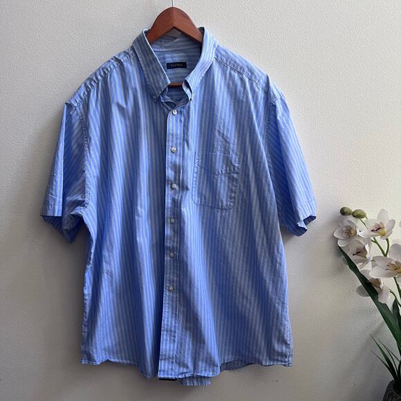 Club Room Other - Club Room Men's Blue Cotton Button-Up Casual Short Sleeve Striped Size XX-Large